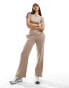 Фото #2 товара In The Style fITS v front wide leg joggers co-ord in mocha