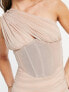 Фото #5 товара Rare London ruched one shoulder corset mini dress in blush