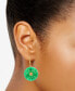 ფოტო #2 პროდუქტის Dyed Green Jade Disc Leverback Drop Earrings in 14k Gold-Plated Sterling Silver