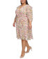 Фото #3 товара Plus Size Floral Chiffon 3/4-Sleeve Midi Dress