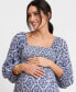 ფოტო #4 პროდუქტის Women's Maternity Crepe Shirred Bodice Maxi Dress