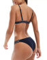 Tommy Jeans logo taping high leg cheeky bikini bottom in navy