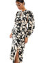 Фото #1 товара New Look keyhole long sleeve midi dress in monochrome floral