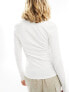 Фото #3 товара Monki long sleeve scoop neck top in white