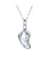 ფოტო #1 პროდუქტის Baby Shoe Bootie Charm Engravable Pendant Necklace Gift For New Mother Women CZ Polished .925 Sterling Silver