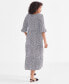 Фото #4 товара Women's Printed V-Neck Blouson-Sleeve Dress, Created for Macy's