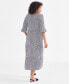 Women's Printed V-Neck Blouson-Sleeve Dress, Created for Macy's