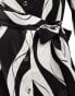 Фото #4 товара New Look tie waist midi shirt dress in black and white swirl print