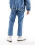 Jack & Jones Mark wide cropped rigged jean in mid blue wash