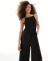 ASOS DESIGN shirred halter neck jumpsuit in black