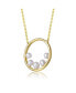 Sterling Silver 14k Yellow Gold Plated with White Freshwater Pearl Halo Eternity Circle Pendant Layering Necklace