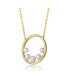 ფოტო #2 პროდუქტის Sterling Silver 14k Yellow Gold Plated with White Freshwater Pearl Halo Eternity Circle Pendant Layering Necklace