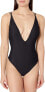 Фото #1 товара Volcom Women's 248219 Black Simply Solid One Piece Swimsuit Size M