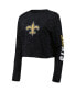 Women's Black New Orleans Saints Crop Long Sleeve T-shirt