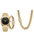 ფოტო #1 პროდუქტის Men's Shiny Gold-Tone Metal Bracelet Watch 42mm Gift Set