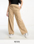 Vila Petite casual wide leg trousers with tie waist in camel