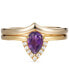 2-Pc. Set Garnet (5/8 ct. t.w.) & White Topaz (1/20 ct. t.w.) V Halo Ring & Fitted Band in Gold-Plated Sterling Silver (Also in Amethyst)