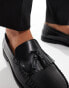 ASOS DESIGN loafers with fringe detail in polished black leather