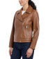 ფოტო #3 პროდუქტის Petite Asymmetric Leather Moto Coat