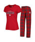 ფოტო #1 პროდუქტის Women's Red, Black Atlanta Hawks Badge T-shirt and Pajama Pants Sleep Set