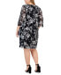 Фото #2 товара Plus Size Printed Chiffon-Sleeve Sheath Dress