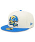 ფოტო #4 პროდუქტის Men's Cream, Royal Los Angeles Rams 2022 Sideline 59FIFTY Fitted Hat