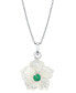 ფოტო #1 პროდუქტის Mother-of-Pearl (18mm) & Emerald (1/3 ct. t.w.) Flower 18" Pendant Necklace in Sterling Silver