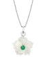 Фото #1 товара Macy's mother-of-Pearl (18mm) & Emerald (1/3 ct. t.w.) Flower 18" Pendant Necklace in Sterling Silver