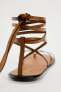 Фото #8 товара Кожаные сандалии со шнуровкой ZARA