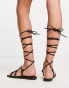 Фото #8 товара RAID Wide Fit Exclusive strappy ghillie tie sandals in black