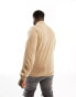 French Connection Plus – Weicher Pullover in Honigbeige mit kurzem Reißverschluss