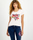 ფოტო #1 პროდუქტის Women's Roses Triangle Crewneck Short-Sleeve T-Shirt