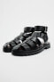Leather track sole cage sandals