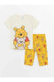 LCW baby Bisiklet Yaka Kısa Kollu Winnie the Pooh Baskılı Erkek Bebek Pijama Takımı