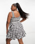 Фото #6 товара ASOS DESIGN Curve scoop neck shirred mini sundress in mono gingham