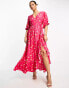 Фото #4 товара Something New wrap maxi dress in pink butterfly print