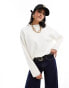 Mango boxy sweatshirt in white