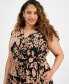 ფოტო #4 პროდუქტის Plus Size Printed Cap-Sleeve Midi Wrap Dress