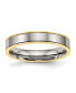 Titanium Polished Yellow Grooved Comfort Fit Band Ring