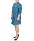 Plus Size 3/4 Rouched Sleeve Dress with Belt