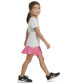 Фото #3 товара Комплект одежды Adidas для девочек "Двухцветная футболка с графическим принтом и скорт"