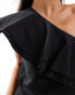 Фото #2 товара Pretty Lavish one shoulder ruffle crop top co-ord in black