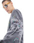 Ed Hardy long sleeve washed grey t-shirt with tiger head graphic