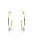 Фото #1 товара Stylish Sterling Silver 14K Gold Plating and Genuine Freshwater Pearl Round Hoop Earrings