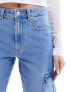 Фото #5 товара ONLY Riley high waisted straight cargo jeans in light blue wash
