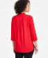 Women's Pleat-Front 3/4-Sleeve Tunic Top Bright Crimson, XS - фото #2