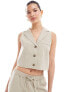 Miss Selfridge button through waistcoat in beige pinstripe co ord 34 - фото #3