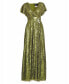 ფოტო #3 პროდუქტის Women's Sequined Butterfly Sleeve Wrap Over A Line Gown