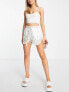 River Island co-ord scalloped hem embroidered short in white