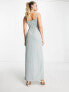 TFNC Tall Bridesmaid draped satin maxi dress in sage green